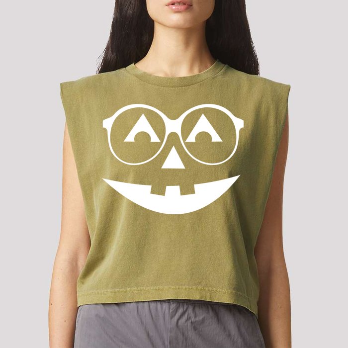 Geeky Pumpkin Jack O Lantern Garment-Dyed Women's Muscle Tee