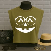 Geeky Pumpkin Jack O Lantern Garment-Dyed Women's Muscle Tee