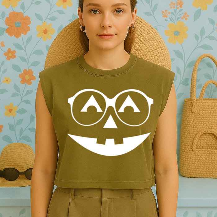 Geeky Pumpkin Jack O Lantern Garment-Dyed Women's Muscle Tee