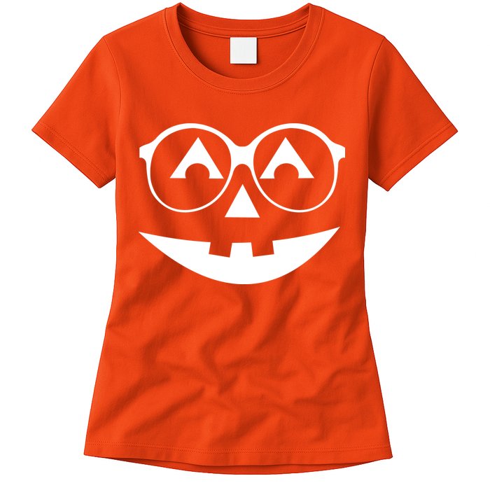 Geeky Pumpkin Jack O Lantern Womens T-Shirt