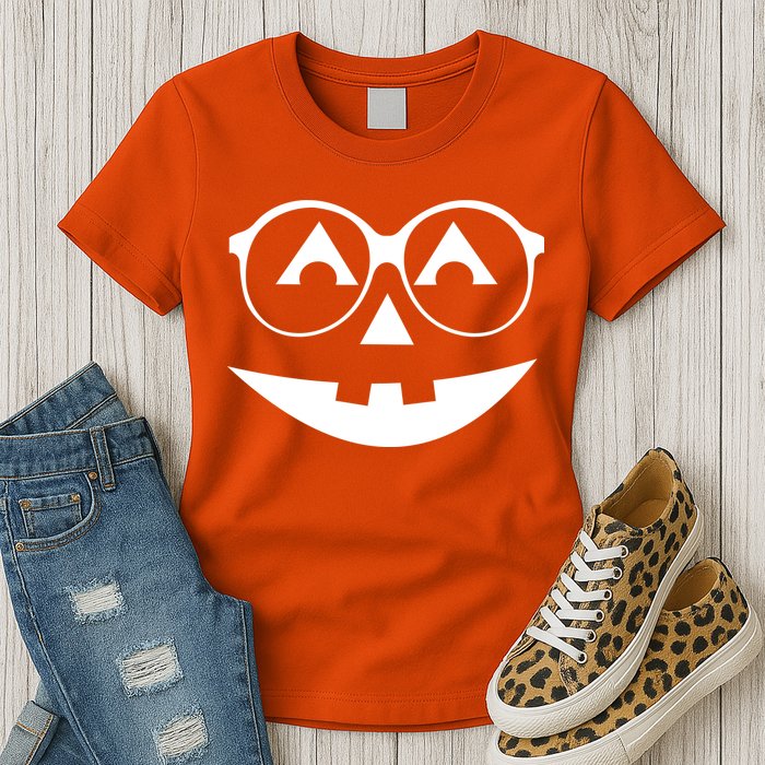 Geeky Pumpkin Jack O Lantern Womens T-Shirt