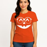 Geeky Pumpkin Jack O Lantern Womens T-Shirt