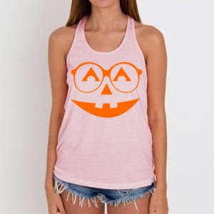 Geeky Pumpkin Jack O Lantern Women's Knotted Racerback Tank