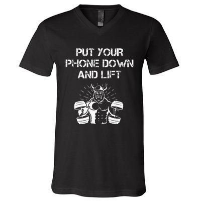 Gym Etiquette Fitness Rules Put Your Phone Down And Lift V-Neck T-Shirt