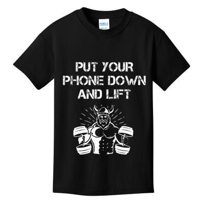 Gym Etiquette Fitness Rules Put Your Phone Down And Lift Kids T-Shirt