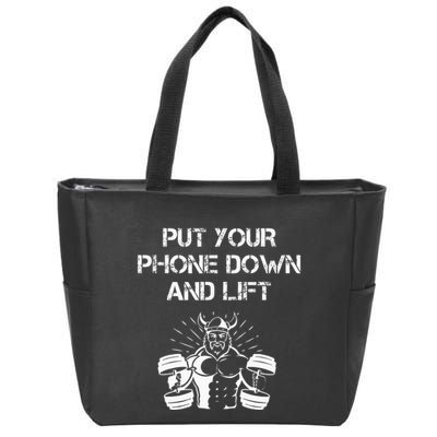 Gym Etiquette Fitness Rules Put Your Phone Down And Lift Zip Tote Bag