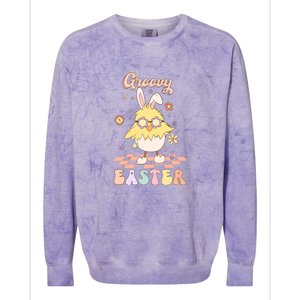 Groovy Easter Funny Chick Retro Easter Day Colorblast Crewneck Sweatshirt