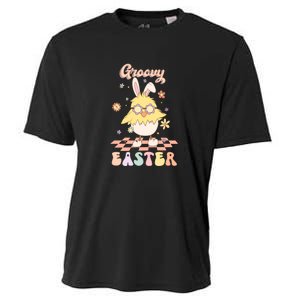 Groovy Easter Funny Chick Retro Easter Day Cooling Performance Crew T-Shirt