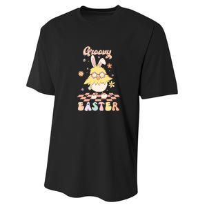 Groovy Easter Funny Chick Retro Easter Day Performance Sprint T-Shirt