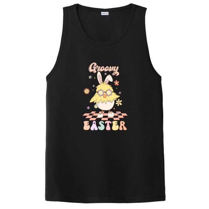 Groovy Easter Funny Chick Retro Easter Day PosiCharge Competitor Tank