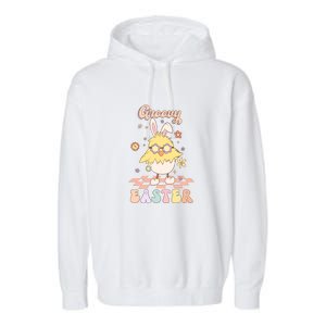 Groovy Easter Funny Chick Retro Easter Day Garment-Dyed Fleece Hoodie