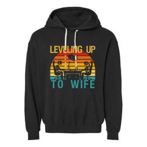 Gamer Engagement Future Mr & Mrs Leveling Up To Wife Garment-Dyed Fleece Hoodie