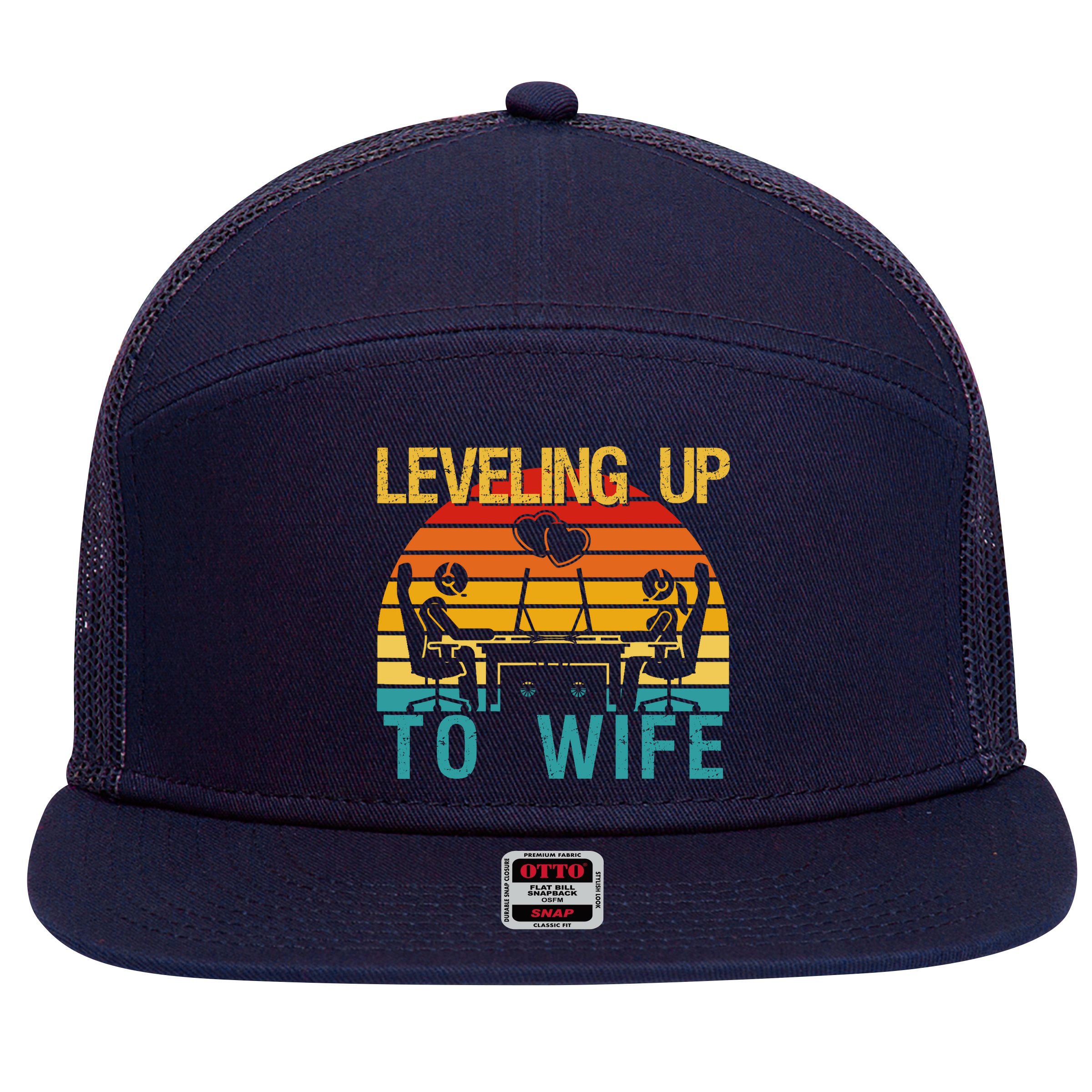 Gamer Engagement Future Mr & Mrs Leveling Up To Wife 7 Panel Mesh Trucker Snapback Hat