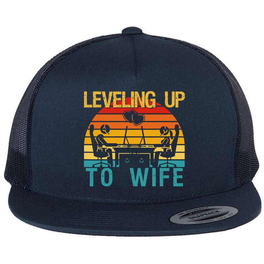 Gamer Engagement Future Mr & Mrs Leveling Up To Wife Flat Bill Trucker Hat