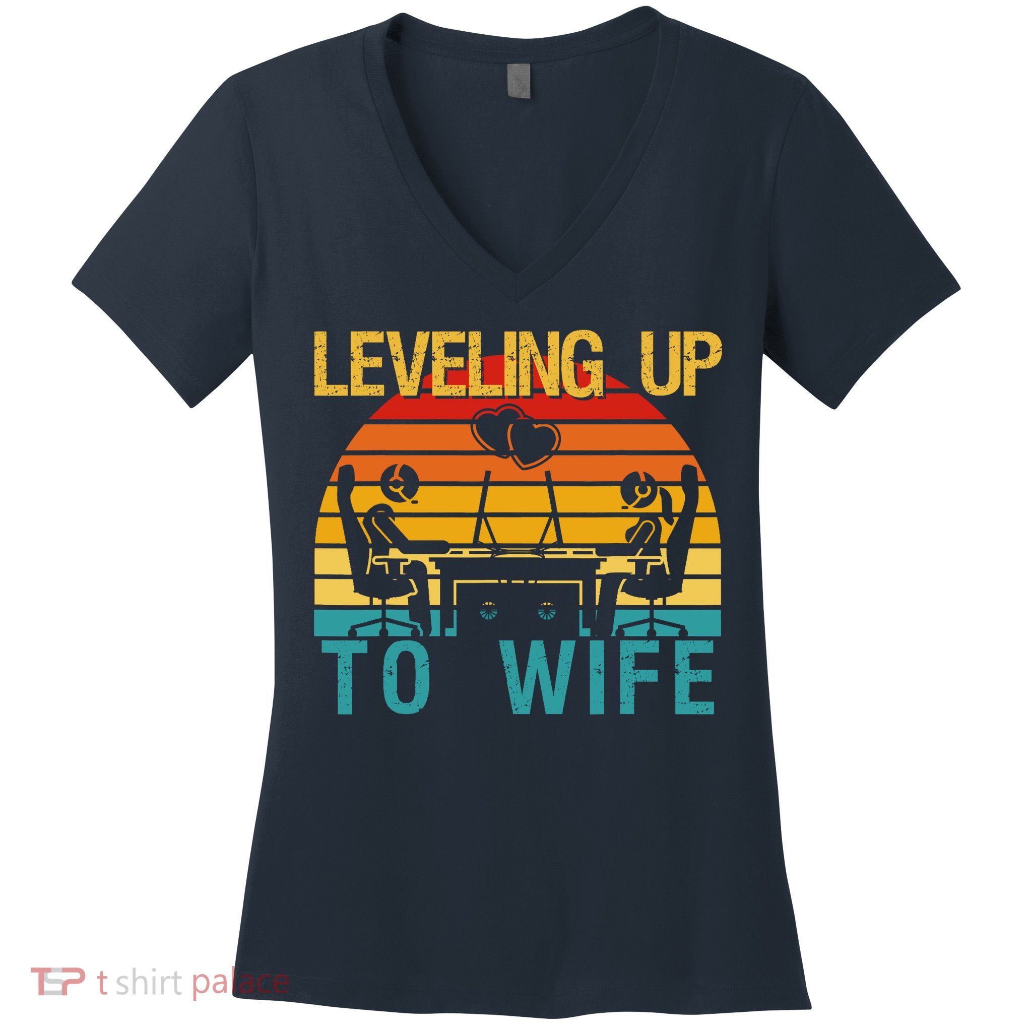 Gamer Engagement Future Mr & Mrs Leveling Up To Wife Women's V-Neck T-Shirt