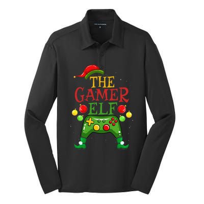 Gamer ELF Family Matching Christmas Funny Gaming Pajama PJ Gift Silk Touch Performance Long Sleeve Polo