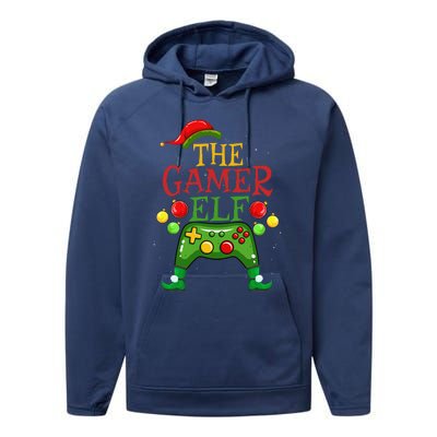 Gamer ELF Family Matching Christmas Funny Gaming Pajama PJ Gift Performance Fleece Hoodie