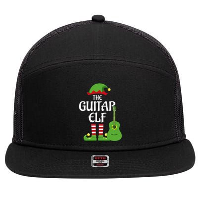 Guitar Elf Family Matching Group Christmas 7 Panel Mesh Trucker Snapback Hat