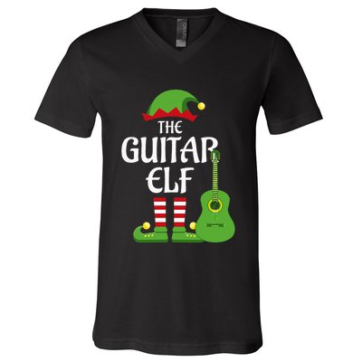 Guitar Elf Family Matching Group Christmas V-Neck T-Shirt
