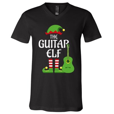 Guitar Elf Family Matching Group Christmas V-Neck T-Shirt