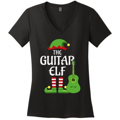 Guitar Elf Family Matching Group Christmas Women's V-Neck T-Shirt
