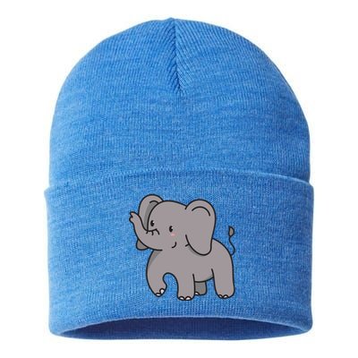 Grey Elephant For Elephant Fans And Mammoth Friends Gift Sustainable Knit Beanie