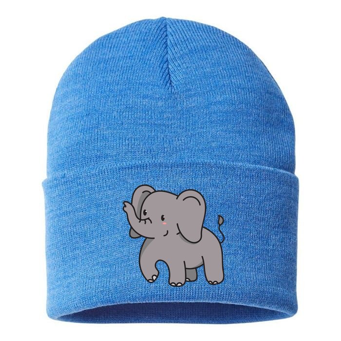 Grey Elephant For Elephant Fans And Mammoth Friends Gift Sustainable Knit Beanie