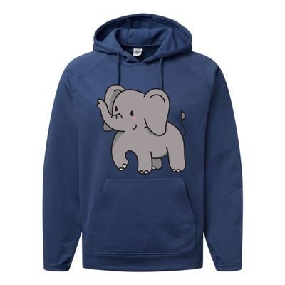 Grey Elephant For Elephant Fans And Mammoth Friends Gift Performance Fleece Hoodie