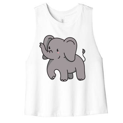 Grey Elephant For Elephant Fans And Mammoth Friends Gift Women's Racerback Cropped Tank