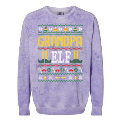 Grandpa Elf Funny Christmas Ugly Xmas Vintage Gift Colorblast Crewneck Sweatshirt