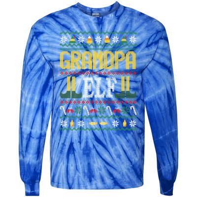 Grandpa Elf Funny Christmas Ugly Xmas Vintage Gift Tie-Dye Long Sleeve Shirt