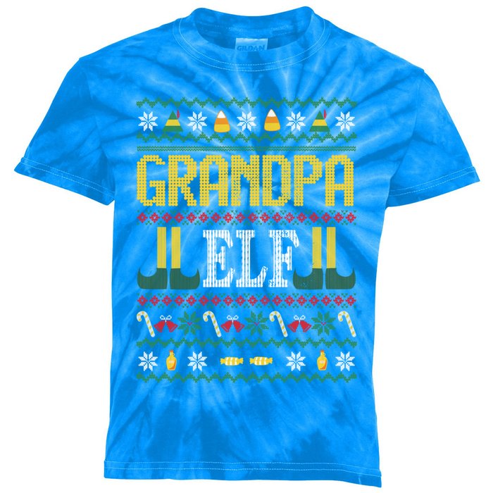 Grandpa Elf Funny Christmas Ugly Xmas Vintage Gift Kids Tie-Dye T-Shirt