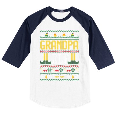 Grandpa Elf Funny Christmas Ugly Xmas Vintage Gift Baseball Sleeve Shirt