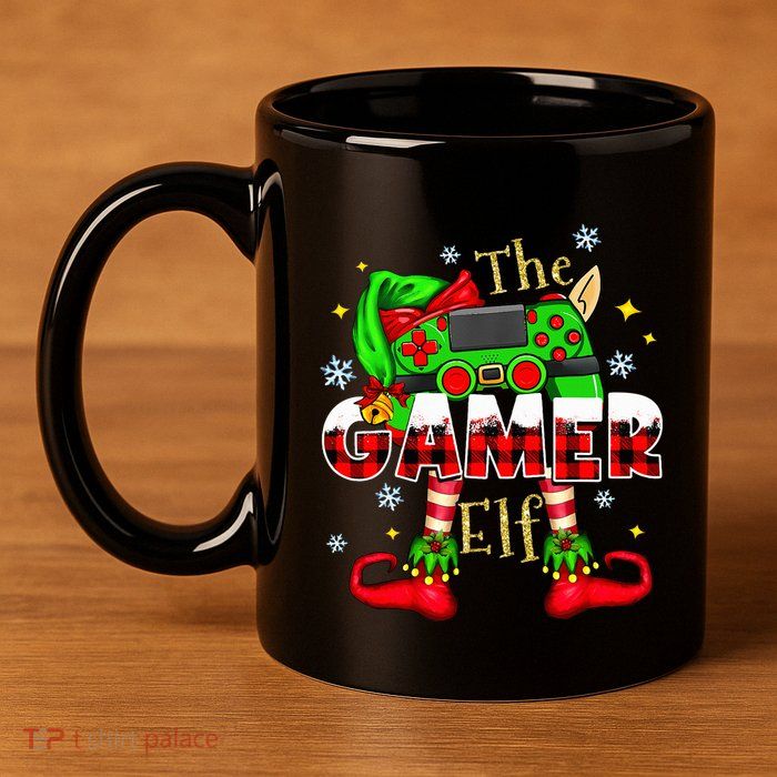 Gamer Elf Family Matching Group Christmas Video Game Xmas  11oz C Handle Ceramic Mug