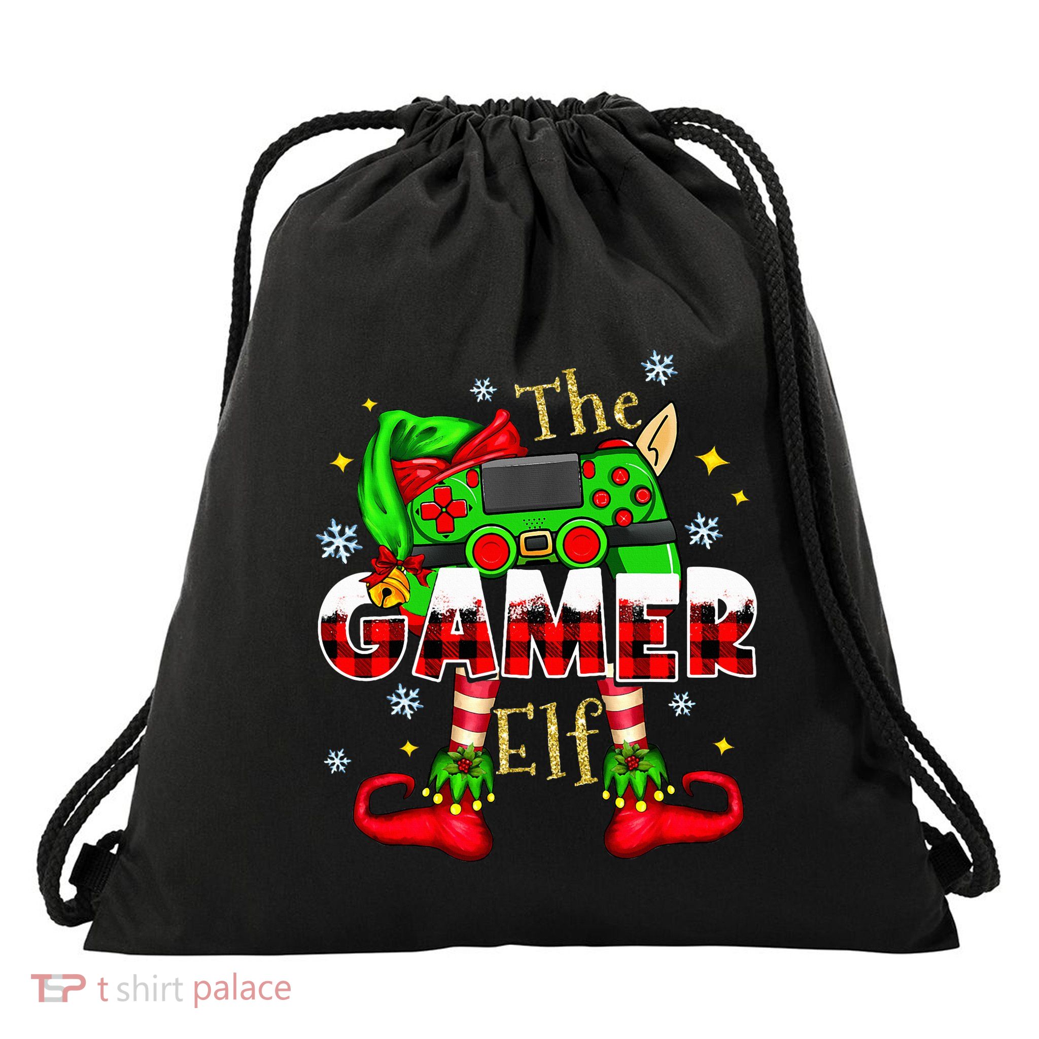 Gamer Elf Family Matching Group Christmas Video Game Xmas  Drawstring Bag