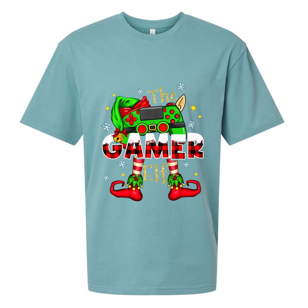 Gamer Elf Family Matching Group Christmas Video Game Xmas  Sueded Cloud Jersey T-Shirt