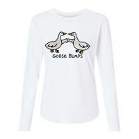 Goose Embroidered Goose Bumps Silly Goose Womens Cotton Relaxed Long Sleeve T-Shirt