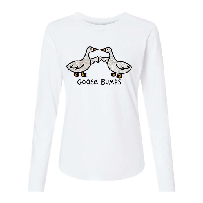 Goose Embroidered Goose Bumps Silly Goose Womens Cotton Relaxed Long Sleeve T-Shirt