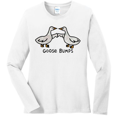 Goose Embroidered Goose Bumps Silly Goose Ladies Long Sleeve Shirt