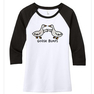 Goose Embroidered Goose Bumps Silly Goose Women's Tri-Blend 3/4-Sleeve Raglan Shirt