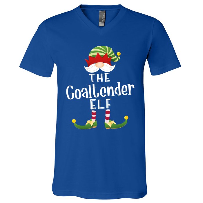 Goaltender Elf Group Christmas Funny Pajama Party Great Gift V-Neck T-Shirt