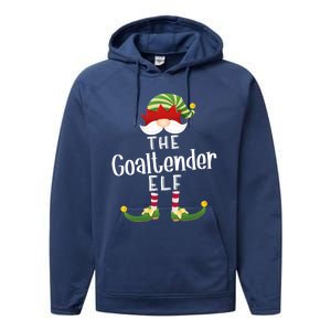 Goaltender Elf Group Christmas Funny Pajama Party Great Gift Performance Fleece Hoodie