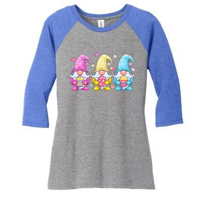 Gnome Easter Gift Gnomes Eggs Hunting Gift Women's Tri-Blend 3/4-Sleeve Raglan Shirt