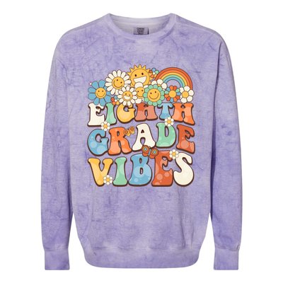 Groovy Eighth Grade Vibes Retro Teacher First Day Of School Gift Colorblast Crewneck Sweatshirt