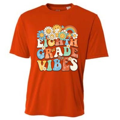 Groovy Eighth Grade Vibes Retro Teacher First Day Of School Gift Cooling Performance Crew T-Shirt