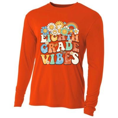 Groovy Eighth Grade Vibes Retro Teacher First Day Of School Gift Cooling Performance Long Sleeve Crew