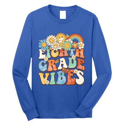 Groovy Eighth Grade Vibes Retro Teacher First Day Of School Gift Long Sleeve Shirt