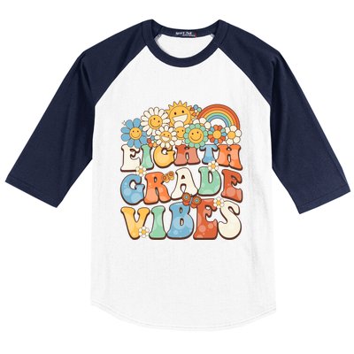 Groovy Eighth Grade Vibes Retro Teacher First Day Of School Gift Baseball Sleeve Shirt