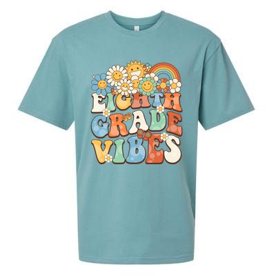 Groovy Eighth Grade Vibes Retro Teacher First Day Of School Gift Sueded Cloud Jersey T-Shirt