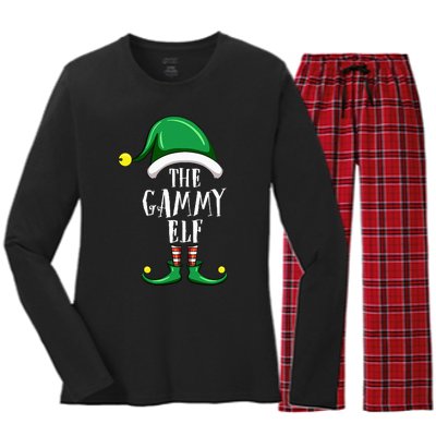 Gammy Elf Group Matching Family Christmas Funny Women's Long Sleeve Flannel Pajama Set 